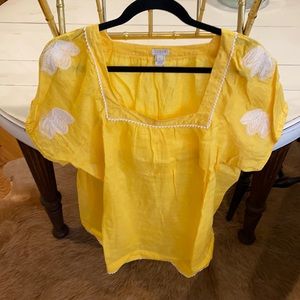 Jcrew puffy sleeves top in yellow